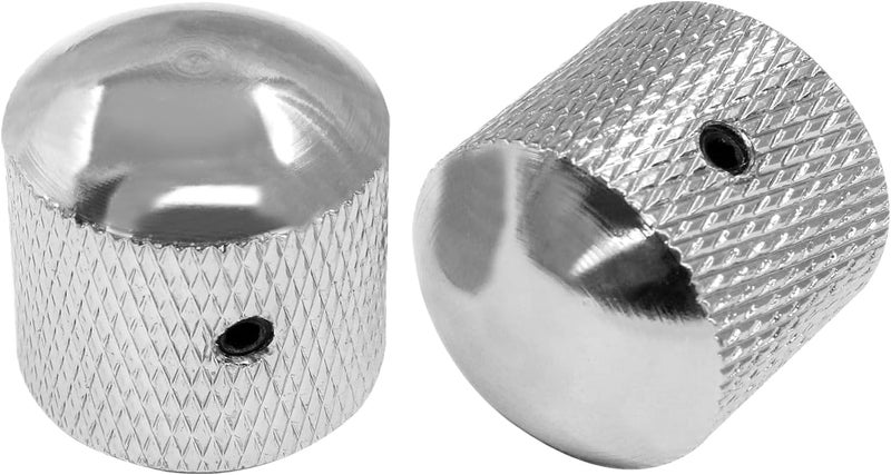 Dijedev 4 Pcs Metal Guitar Knobs, Volume Tone Control Knobs, Dome Knobs Replacement Parts, Knurled Guitar Knob for Electric Guitar and Bass Players (Silver) - Image 3